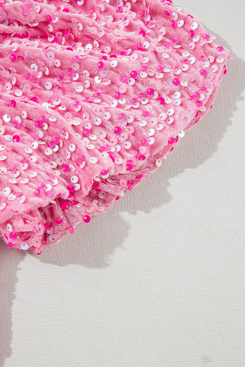 Fashorio Sequin Single Shoulder Short Sleeve Mini Dress