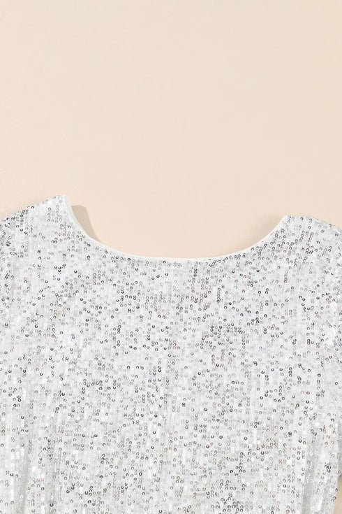 Fashorio Sequin Tie Front T-Shirt Dress