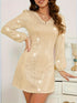 Fashorio Sequin V-Neck Long Sleeve Dress