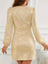 Fashorio Sequin V-Neck Long Sleeve Dress