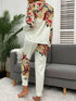 Fashorio Shiny Printed Round Neck Top and Pants Lounge Set