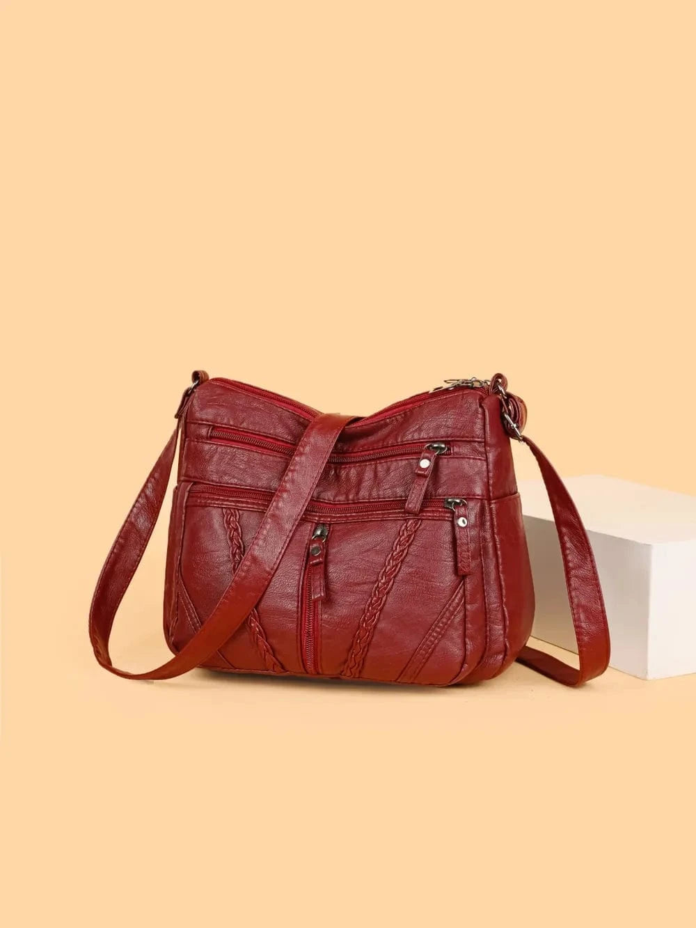 Adjustable Strap PU Leather Shoulder Bag - Fashorio