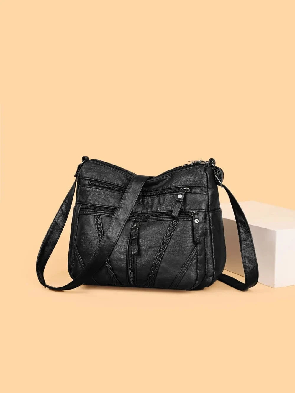 Adjustable Strap PU Leather Shoulder Bag - Fashorio