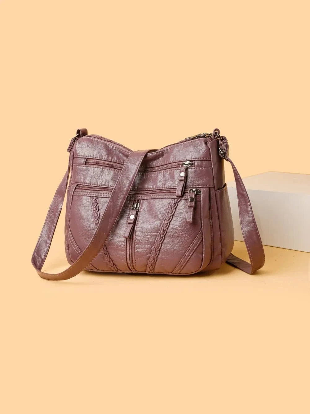 Adjustable Strap PU Leather Shoulder Bag - Fashorio