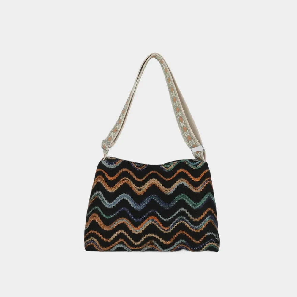 Adjustable Strap Medium Shoulder Bag Black One Size - Fashorio
