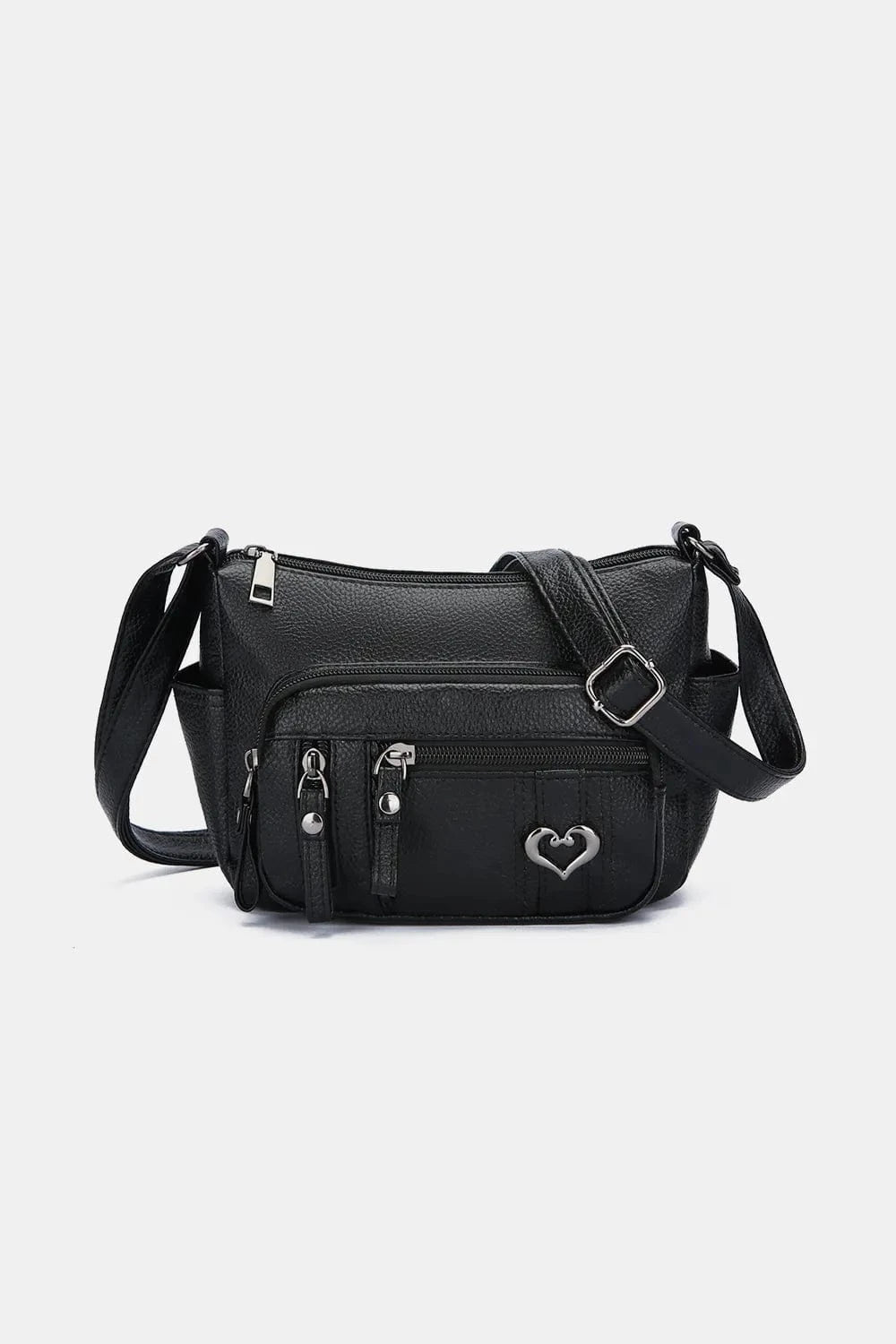 PU Leather Adjustable Strap Shoulder Bag Black One Size - Fashorio
