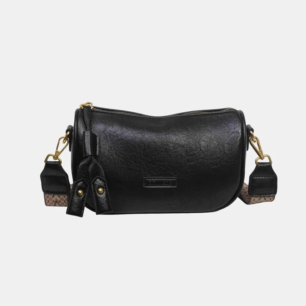 PU Leather Shoulder Bag Black One Size - Fashorio