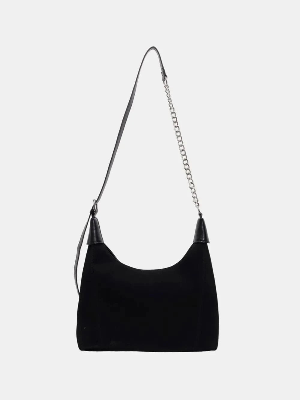 Suede Adjustable Strap Shoulder Bag Black One Size - Fashorio