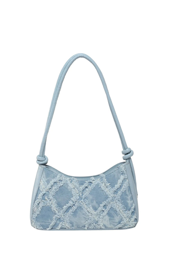 Raw Hem Shoulder Bag Blue onesize - Fashorio