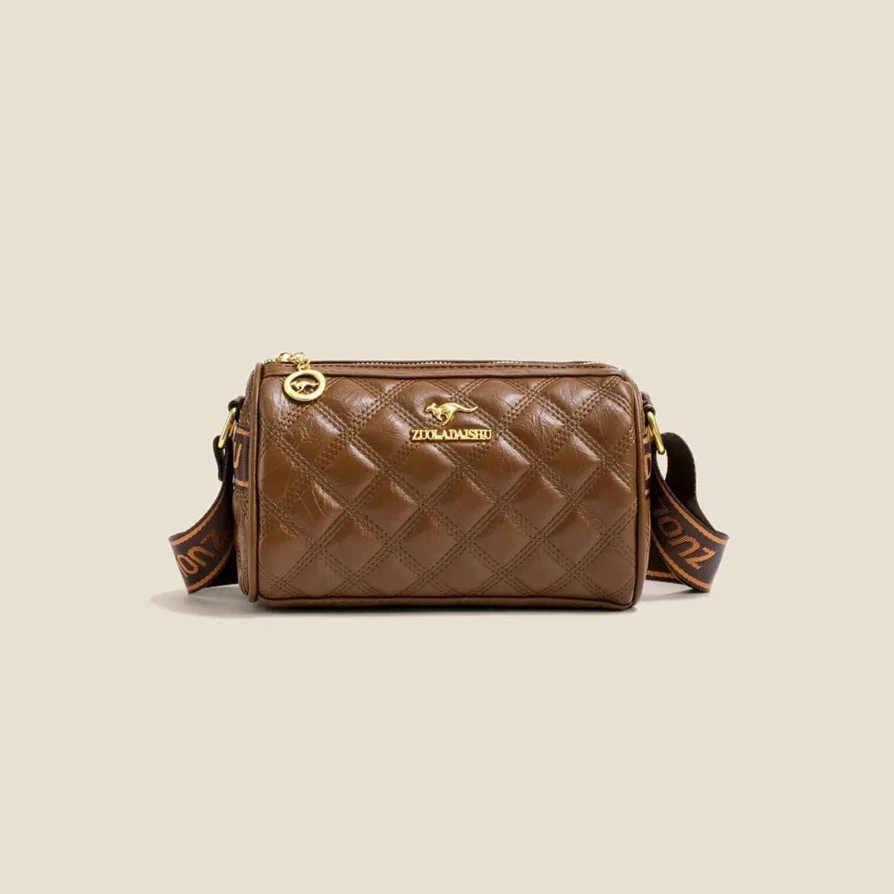 Adjustable Strap PU Leather Shoulder Bag Brown One Size - Fashorio