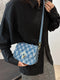 Checkered Raw Hem Adjustable Strap Crossbody Bag Cerulean One Size - Fashorio