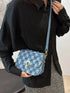 Checkered Raw Hem Adjustable Strap Crossbody Bag Cerulean One Size - Fashorio
