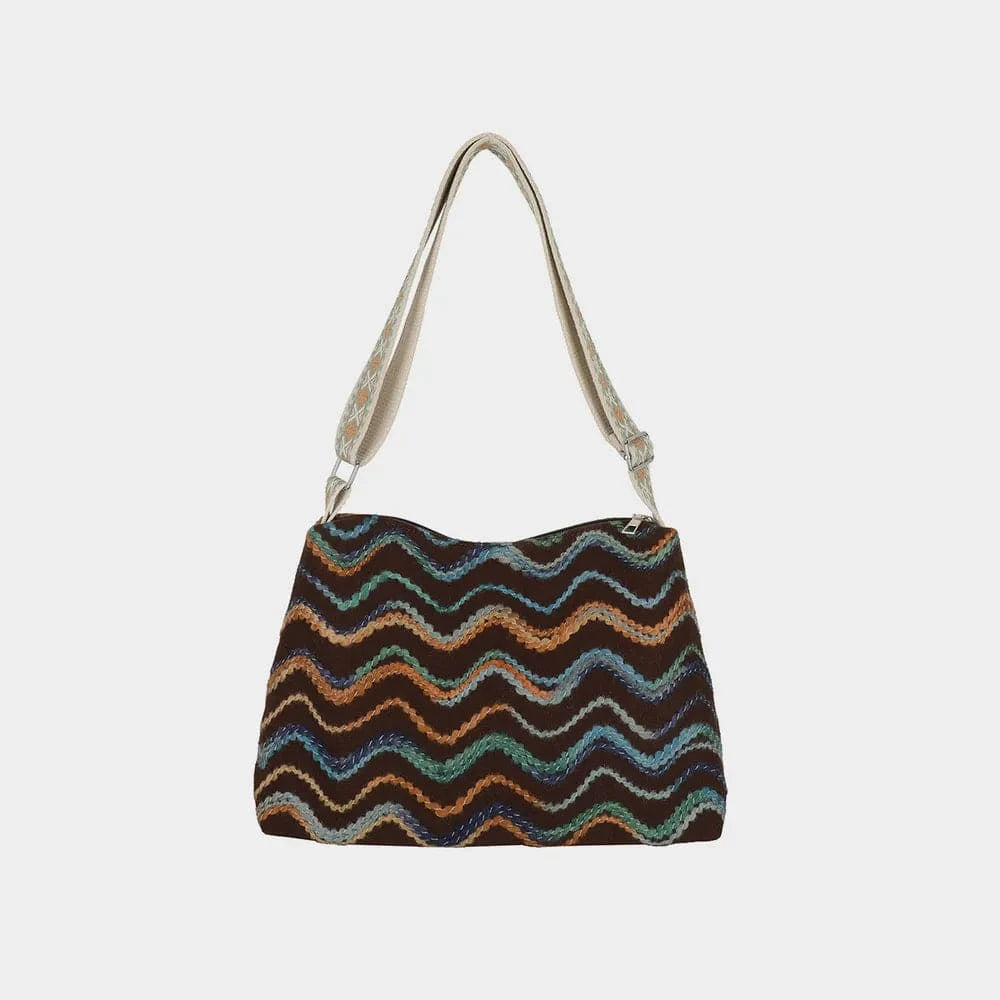 Adjustable Strap Medium Shoulder Bag Chocolate One Size - Fashorio