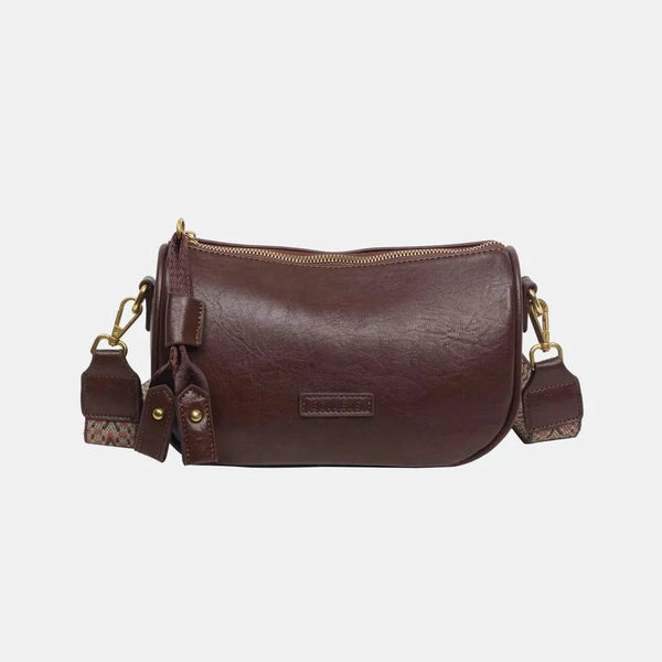 PU Leather Shoulder Bag Chocolate One Size - Fashorio