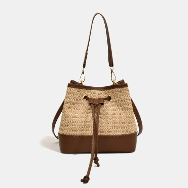 Straw Braided Shoulder Bag Chocolate One Size - Fashorio