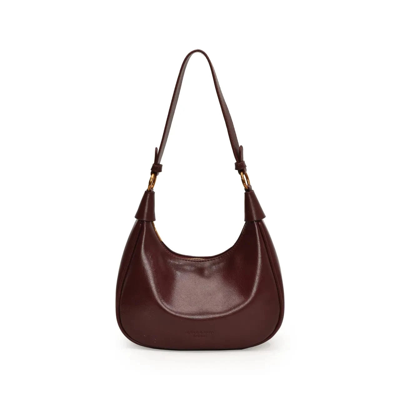 Curved Leather Shoulder Bag - Fashorio