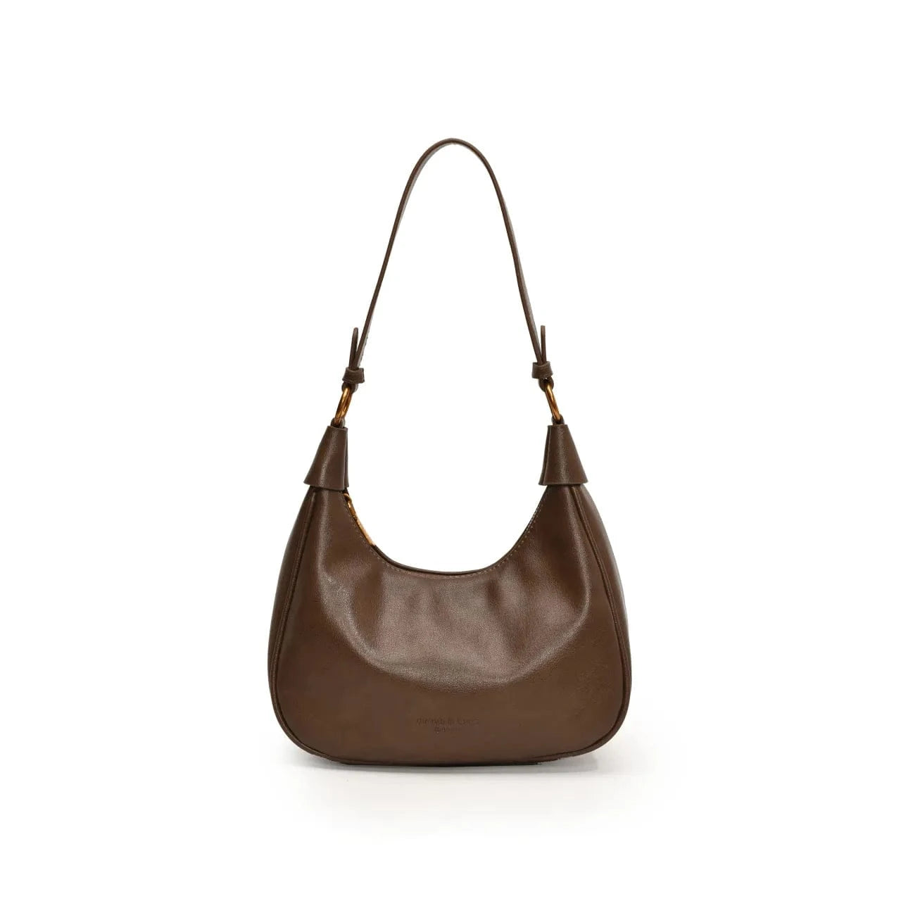 Curved Leather Shoulder Bag - Fashorio