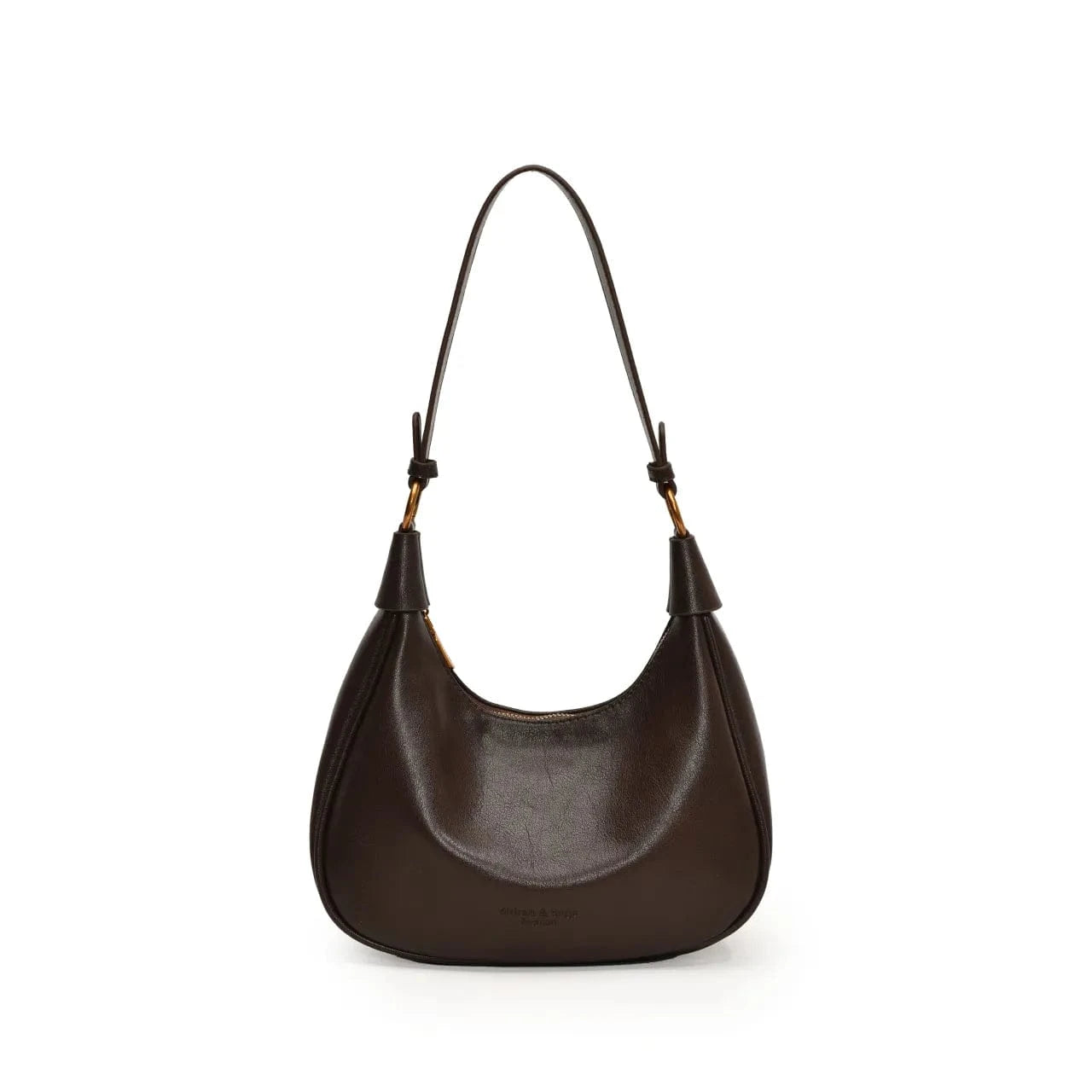 Curved Leather Shoulder Bag - Fashorio
