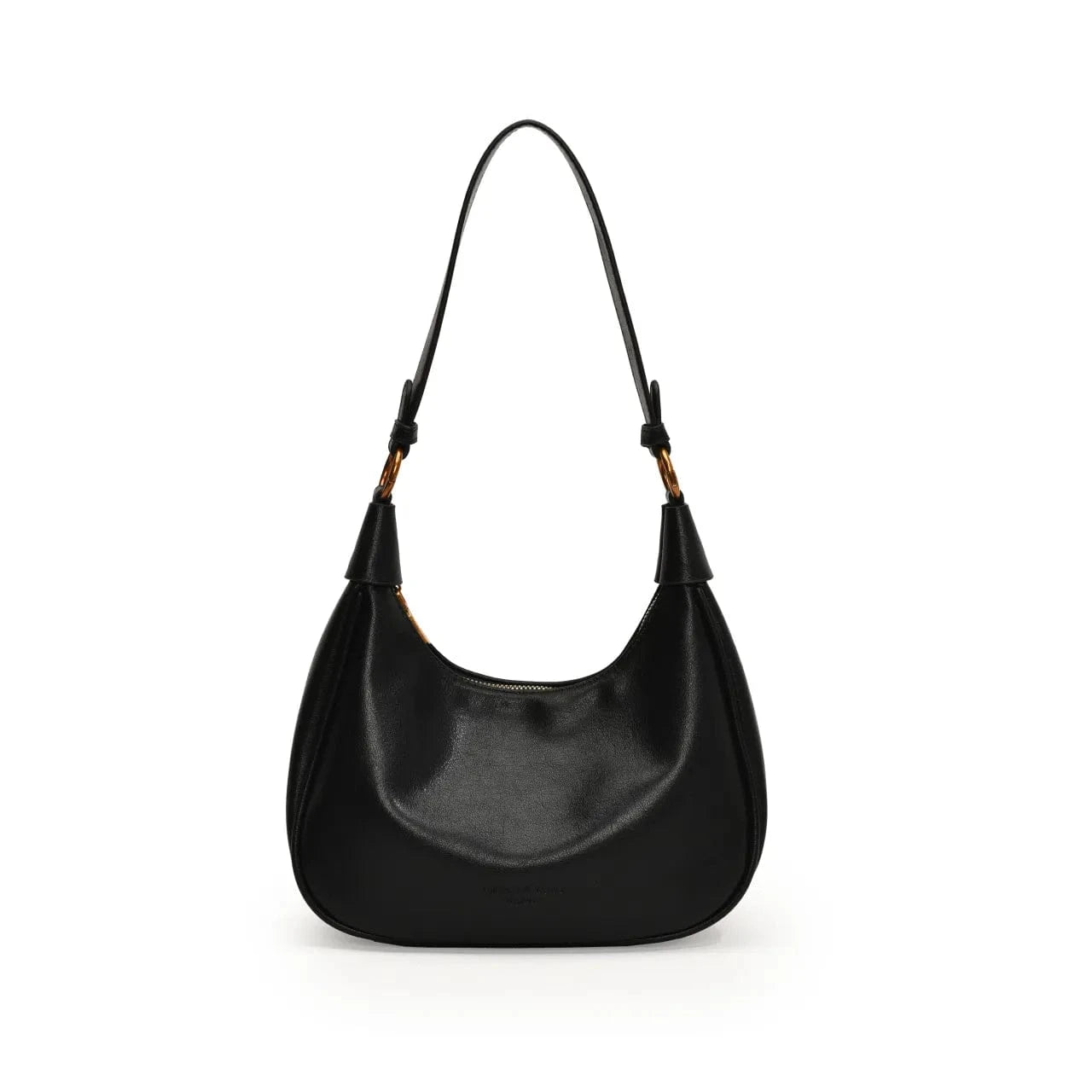 Curved Leather Shoulder Bag - Fashorio