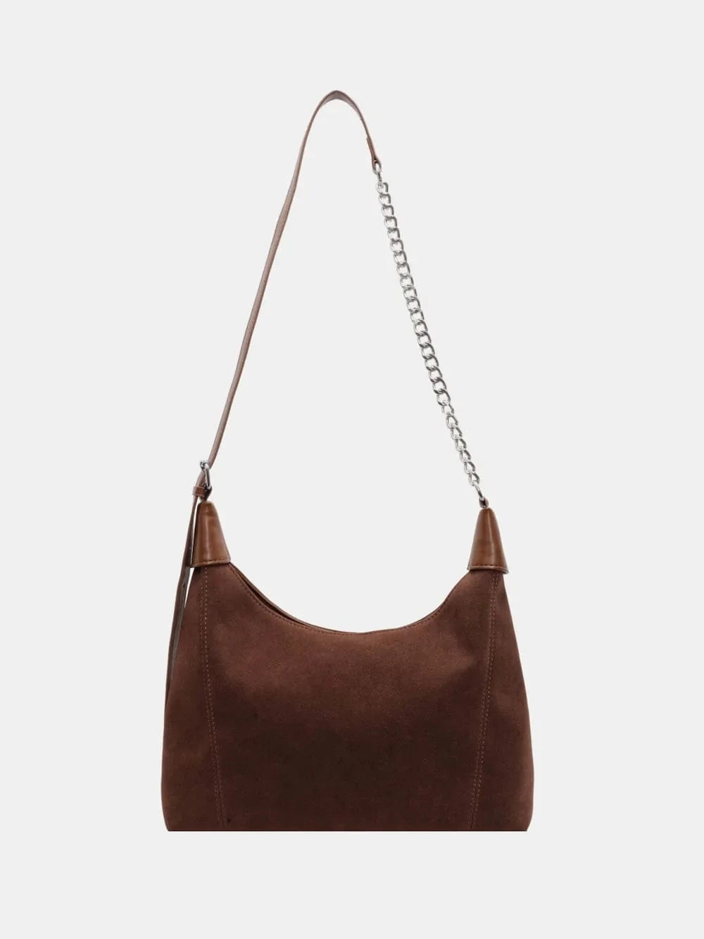 Suede Adjustable Strap Shoulder Bag Dark Brown One Size - Fashorio