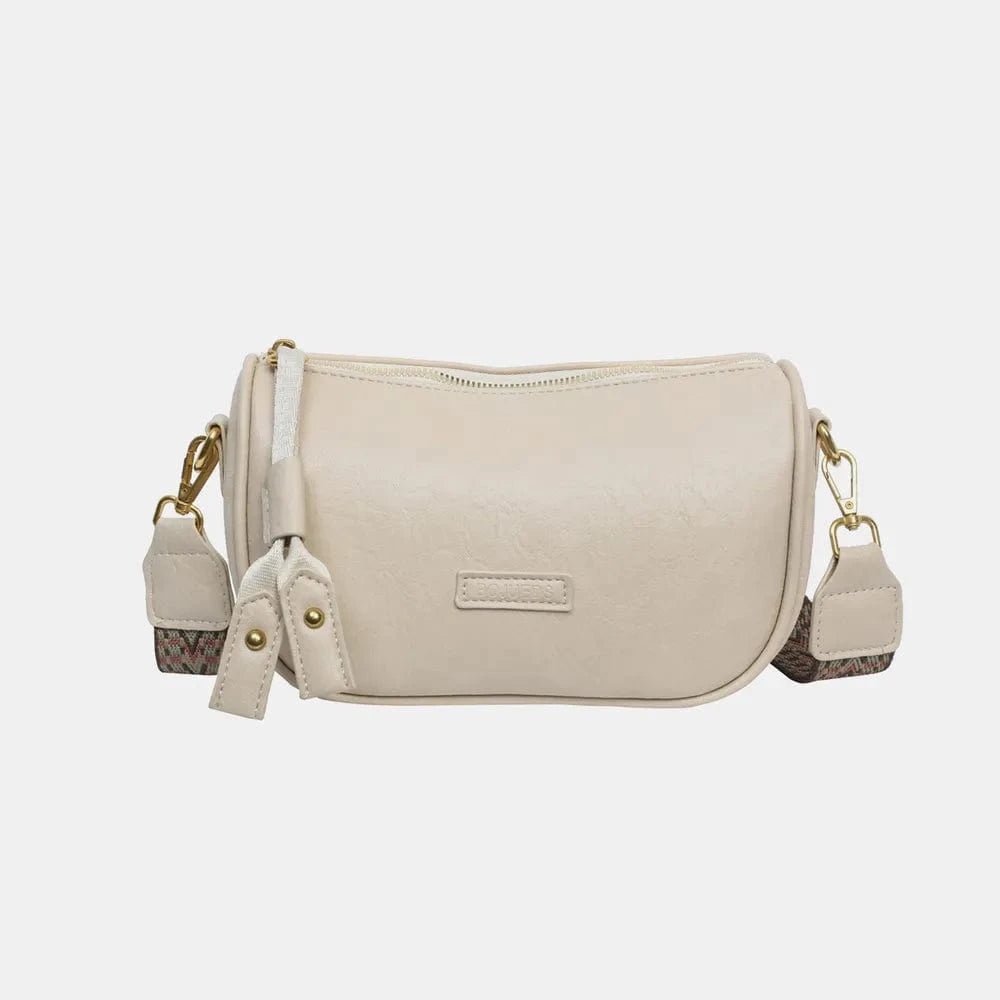 PU Leather Shoulder Bag Ivory One Size - Fashorio