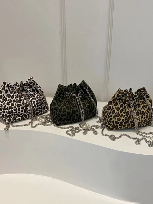 Leopard Chain Bucket Bag - Fashorio