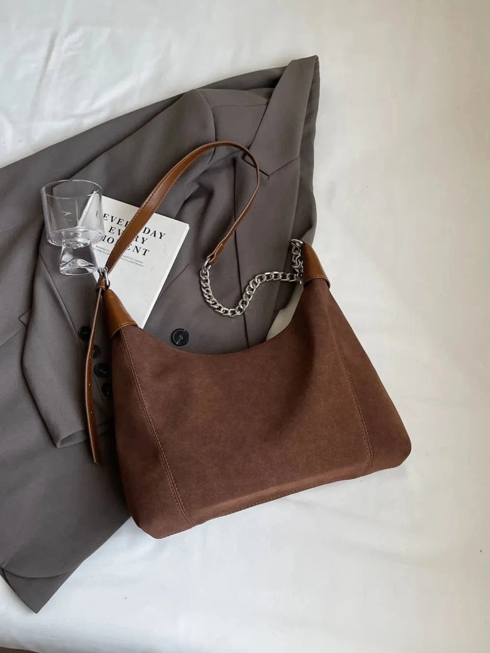 Suede Adjustable Strap Shoulder Bag - Fashorio
