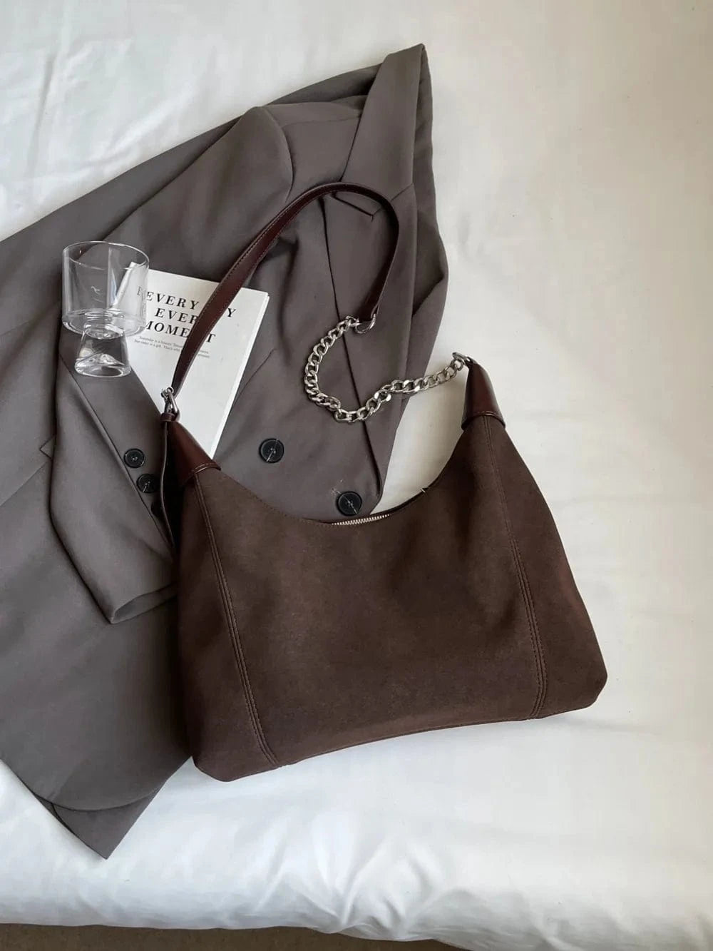 Suede Adjustable Strap Shoulder Bag - Fashorio