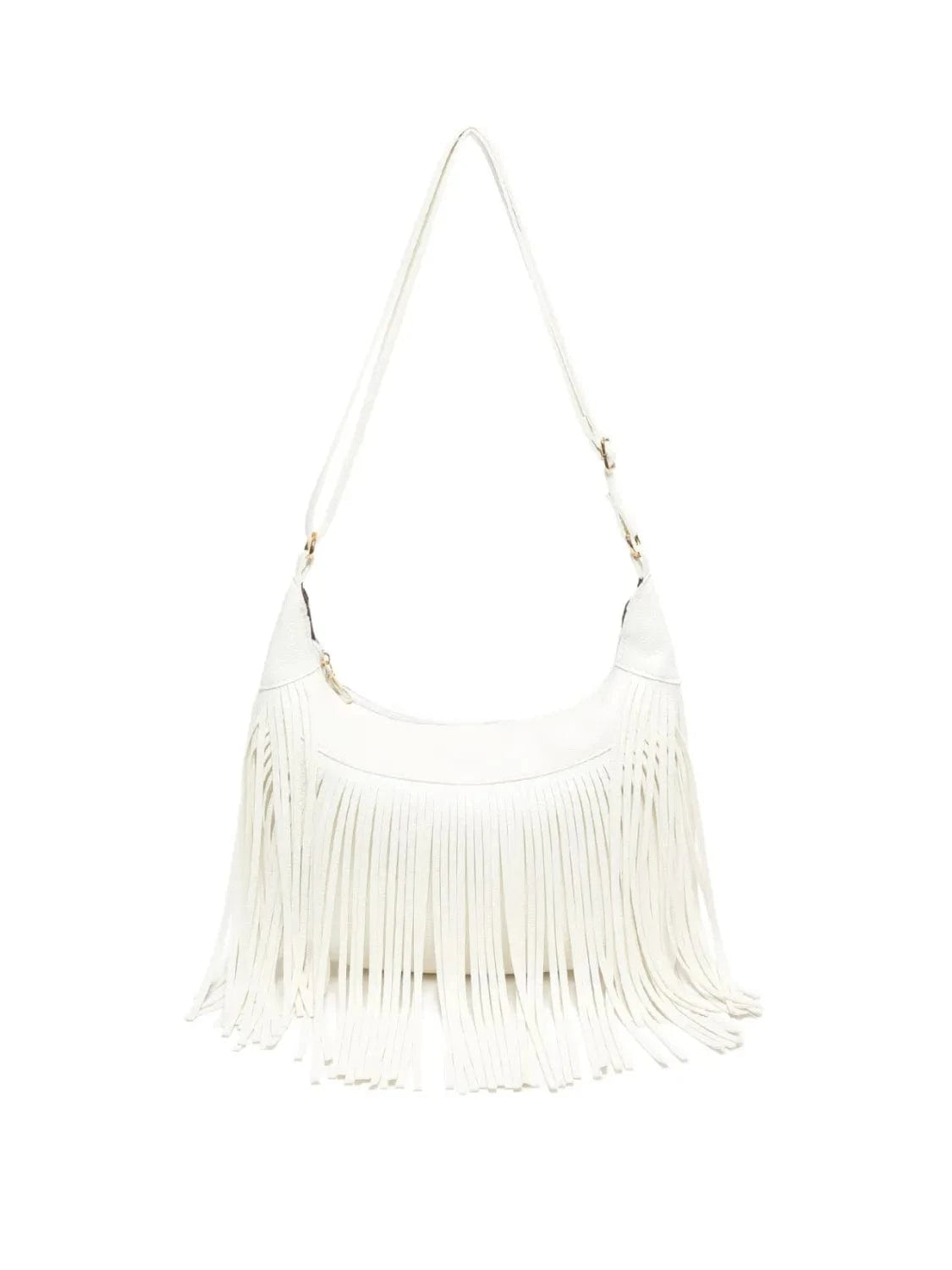 Fringe PU Leather Shoulder Bag White One Size - Fashorio