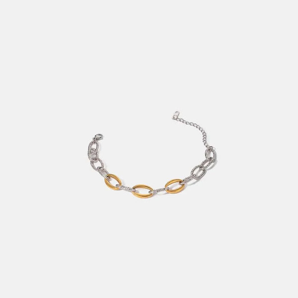 18K Gold-Plated Stainless Steel Bracelet Silver One Size - Fashorio