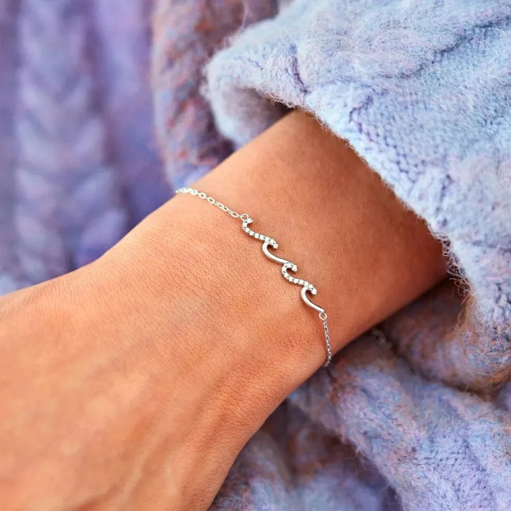 925 Sterling Silver Zircon Bracelet Silver One Size - Fashorio