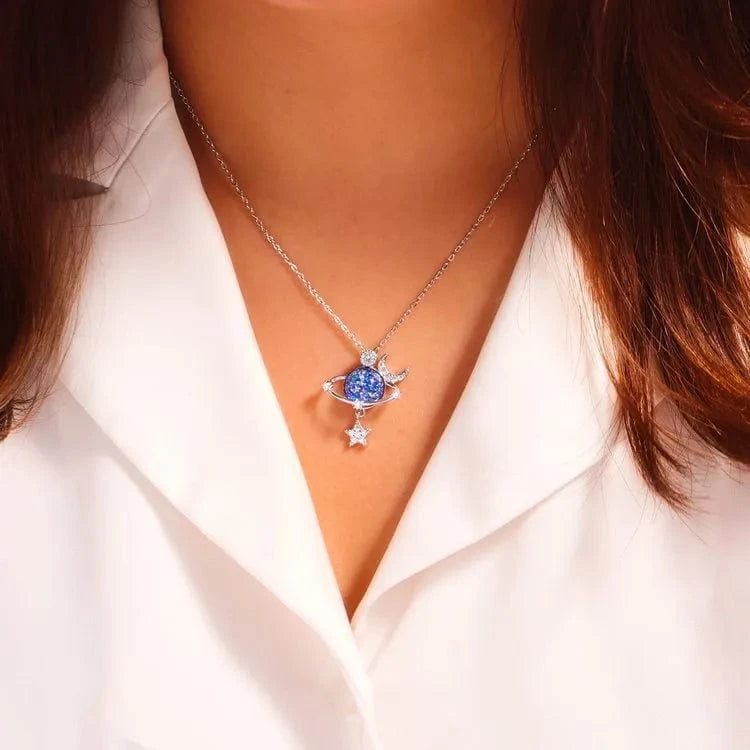Starry Sky Inlaid Zircon Moon Star Necklace - Fashorio