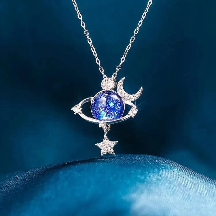 Starry Sky Inlaid Zircon Moon Star Necklace - Fashorio