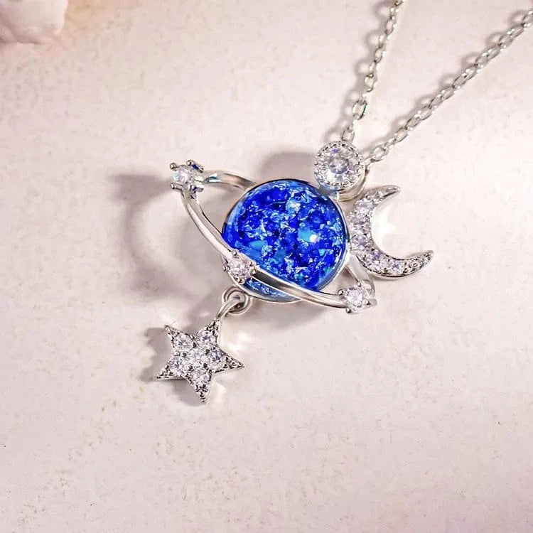 Starry Sky Inlaid Zircon Moon Star Necklace - Fashorio