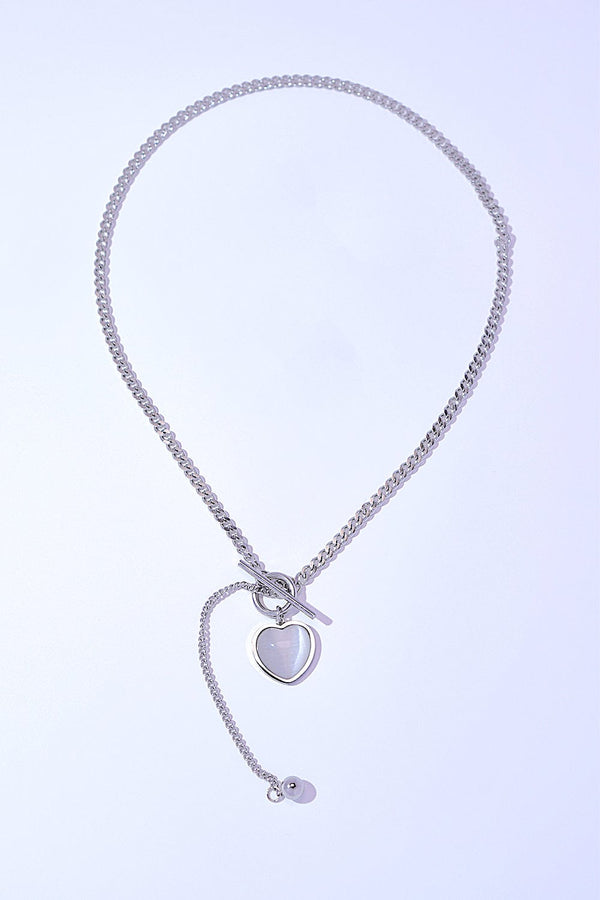 Titanium Steel Heart Necklace Silver One Size - Fashorio
