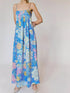 Fashorio Sky Blue / S Floral Print Sleeveless Maxi Dress