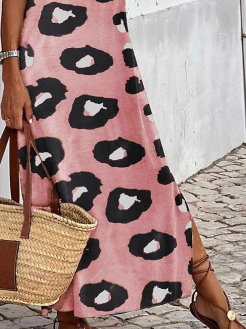 Fashorio Slit Leopard Sleeveless Maxi Dress