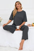 Fashorio Slit Round Neck Top and Pants Lounge Set