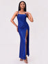 Fashorio Slit Sequin Square Neck Spaghetti Strap Dress