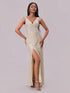 Fashorio Slit Sequin Surplice Sleeveless Maxi Dress