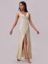 Fashorio Slit Sequin Surplice Sleeveless Maxi Dress