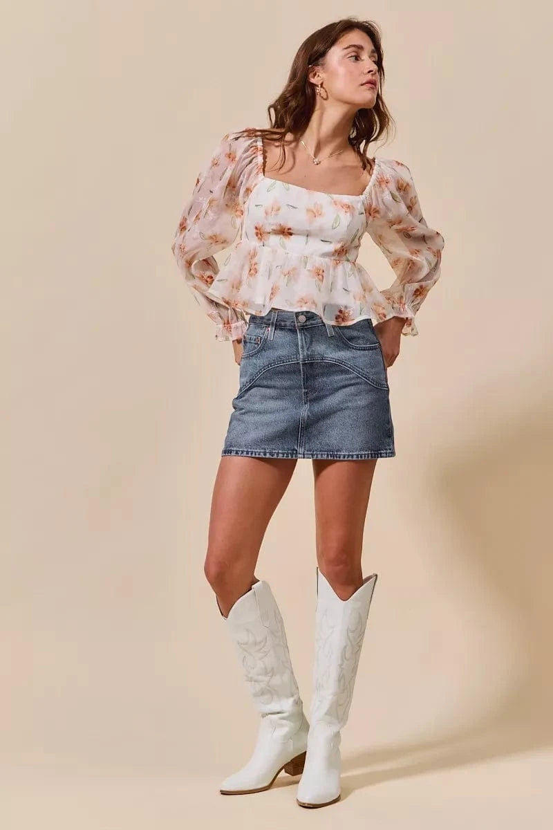 SO ME Washed Denim Mini Skirt with Pockets - Fashorio