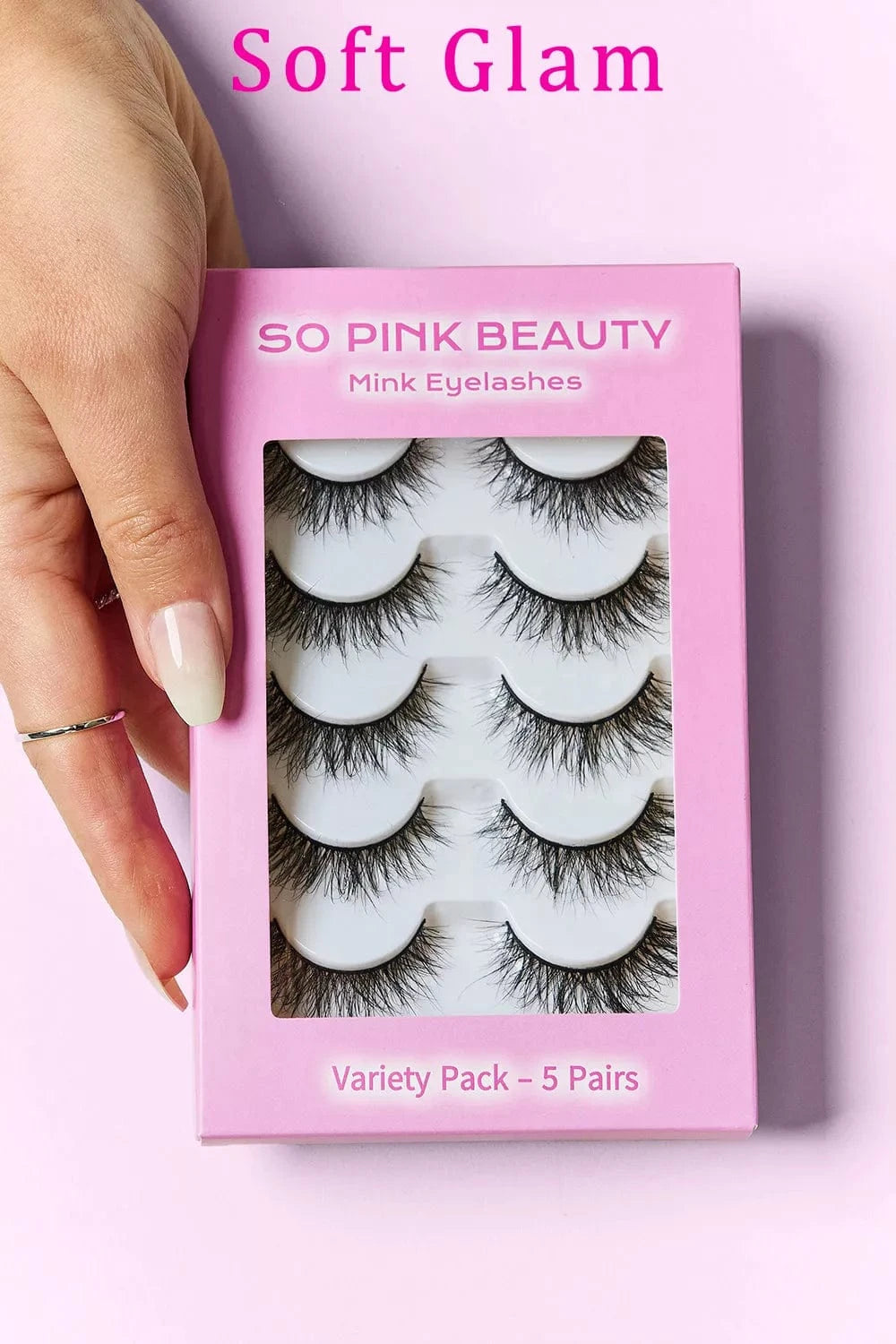 SO PINK BEAUTY Mink Eyelashes 5 Pairs Soft Glam One Size - Fashorio