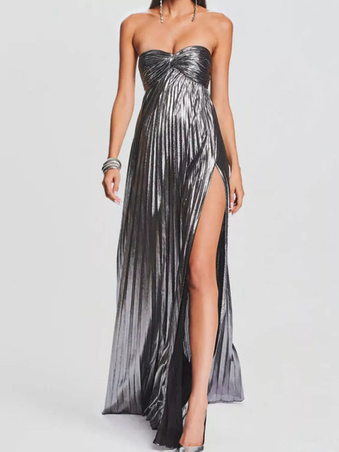 Fashorio Split Sweetheart Neck Tube Maxi Dress