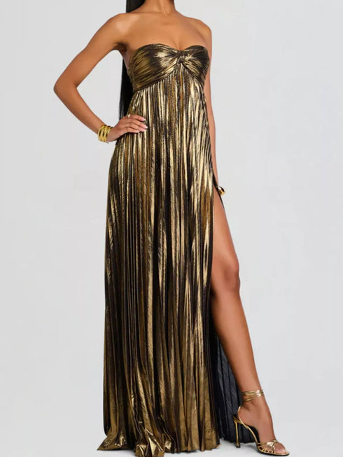 Fashorio Split Sweetheart Neck Tube Maxi Dress