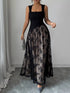 Fashorio Square Neck Sleeveless Lace Maxi Dress