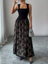 Fashorio Square Neck Sleeveless Lace Maxi Dress