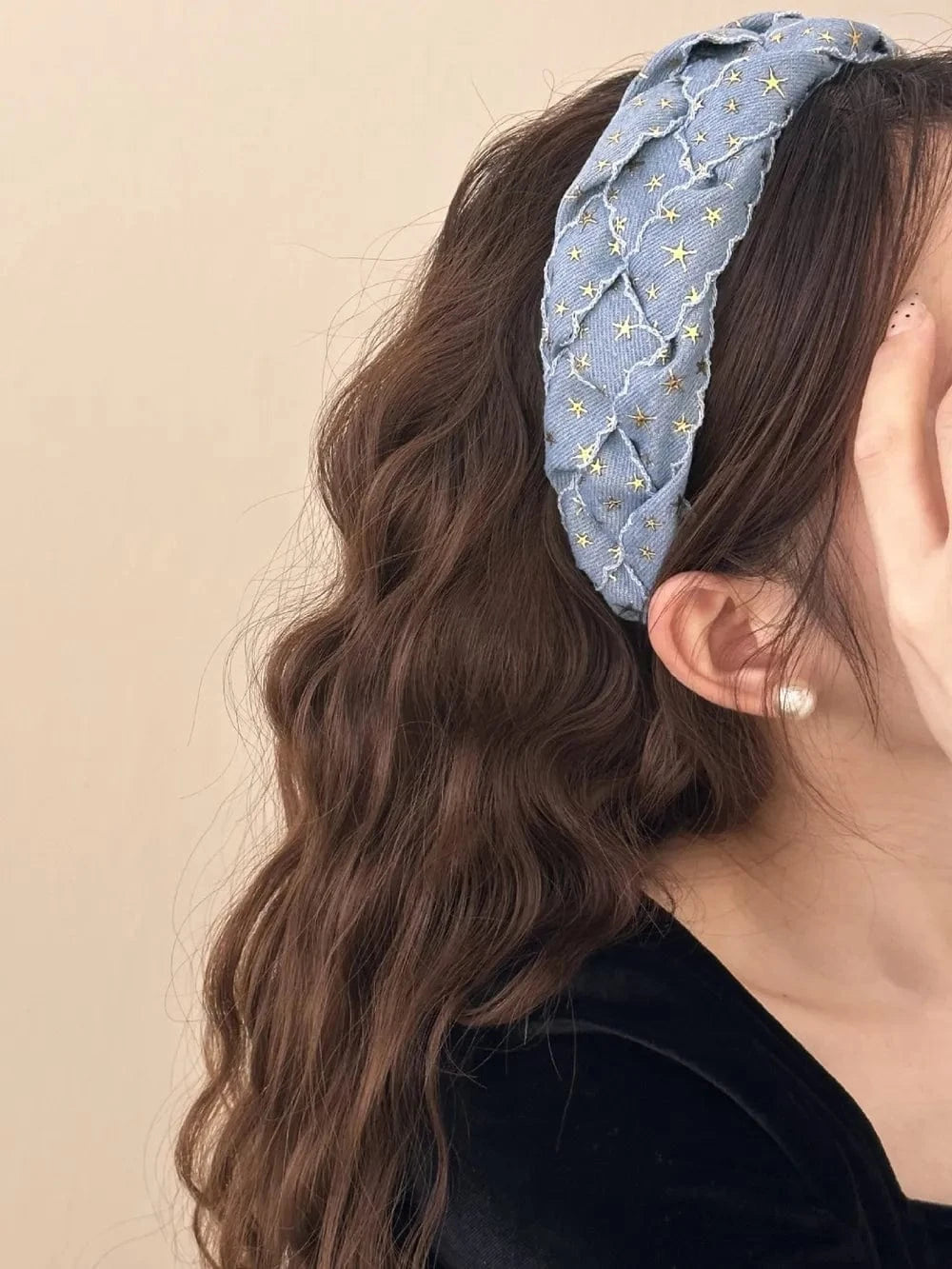 Star Braided Wide Denim Headband - Fashorio