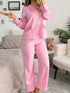 Fashorio Stripe Buttoned Front Long Sleeve Top and Pants 2 Piece Sleepwear