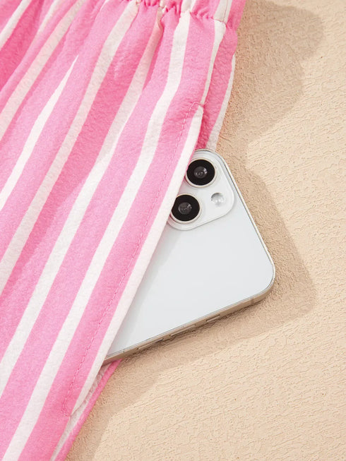 Fashorio Stripe Buttoned Front Long Sleeve Top and Pants 2 Piece Sleepwear